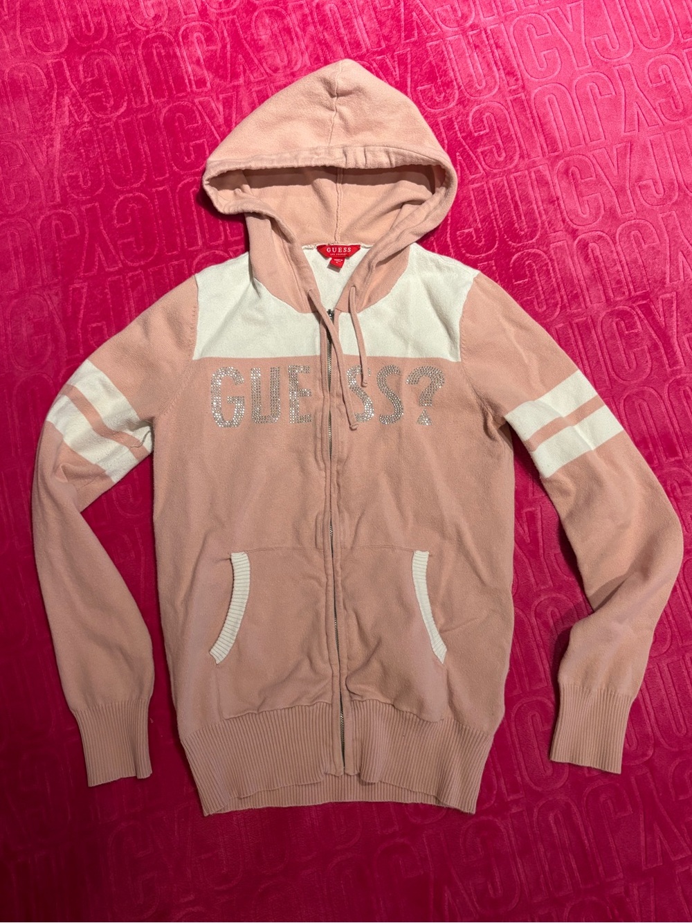 Y2K Guess Rhinestone Zip Up Hoodie
